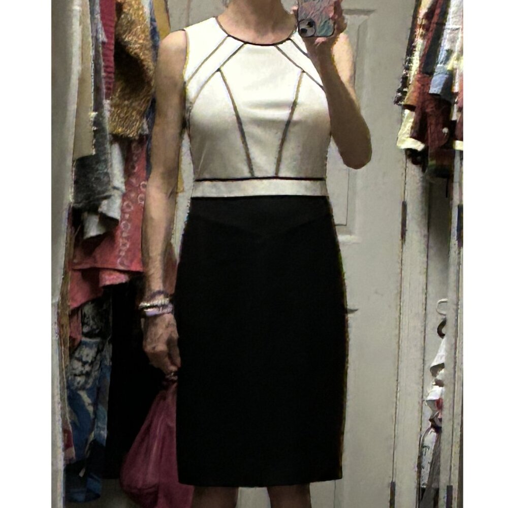 NWT - White House Black Market Black & White Colorblock Sheath Dress - Size 8